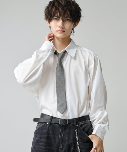 SUI-1998 ネクタイ 6cm シルバー ダークグレー シンプル 二色糸 メンズ ネクタイ kkne2