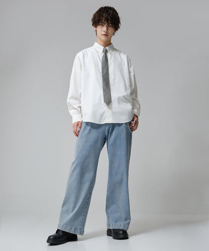 SUI-1998 ネクタイ 6cm シルバー ダークグレー シンプル 二色糸 メンズ ネクタイ kkne2