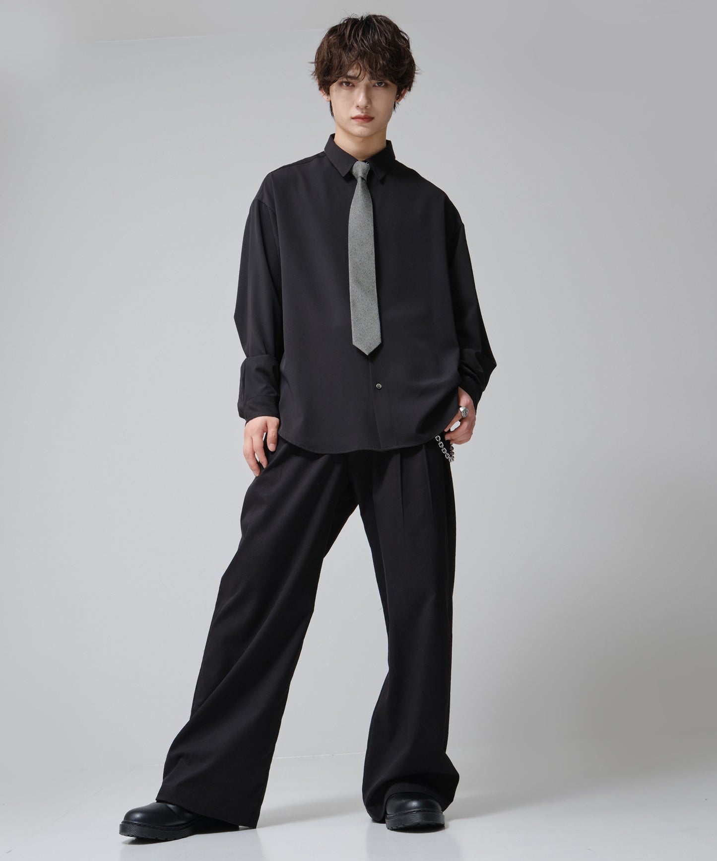 SUI-1998 ネクタイ 6cm シルバー ダークグレー シンプル 二色糸 メンズ ネクタイ kkne2