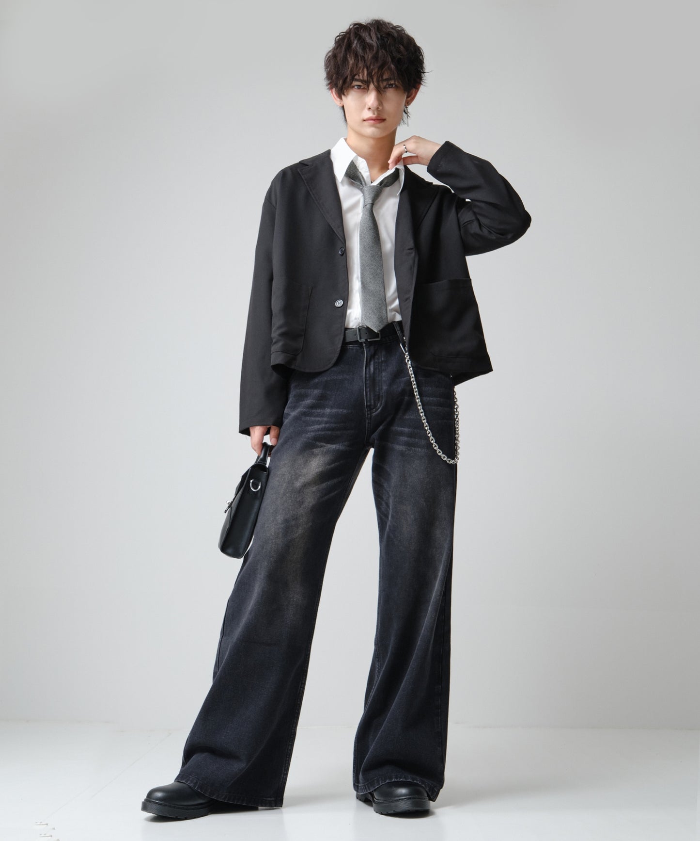 SUI-1998 ネクタイ 6cm シルバー ダークグレー シンプル 二色糸 メンズ ネクタイ kkne2