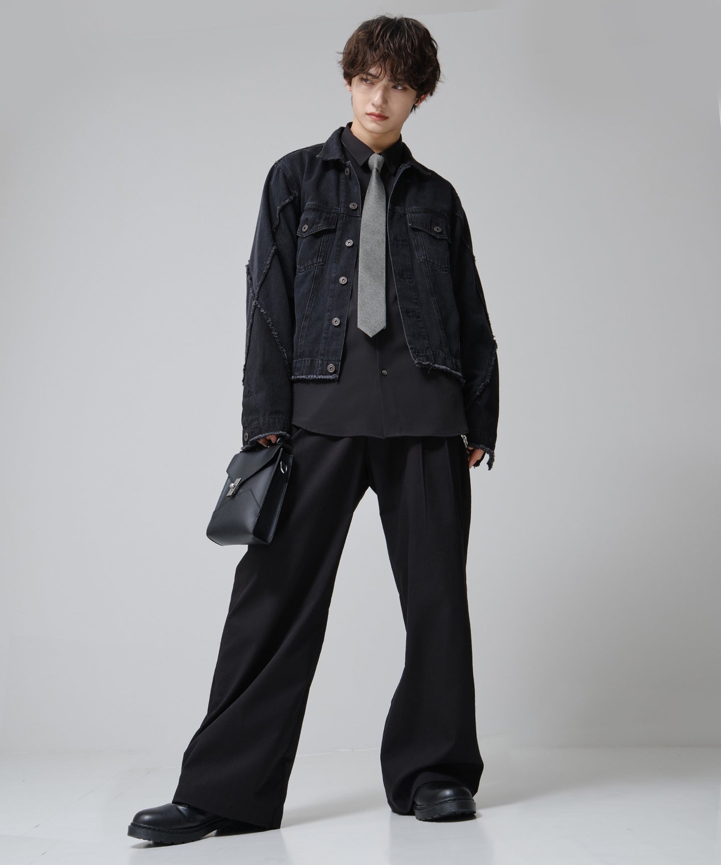 SUI-1998 ネクタイ 6cm シルバー ダークグレー シンプル 二色糸 メンズ ネクタイ kkne2