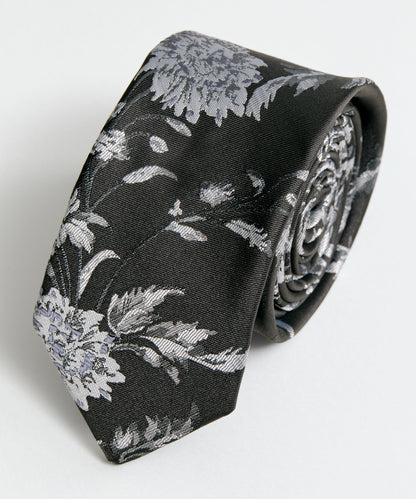 SUI-1998 ネクタイ 6cm ブラック 花柄 ボタニカル 華やか メンズ ネクタイ kkne3