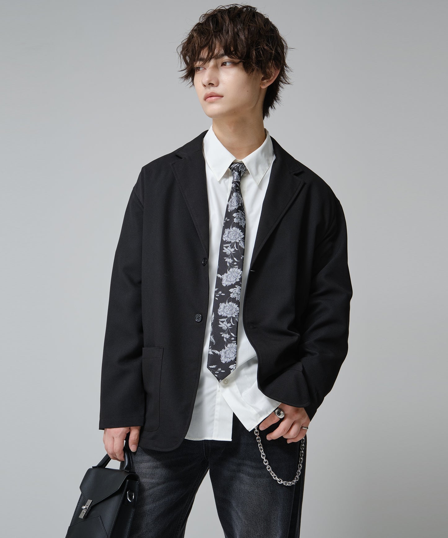 SUI-1998 ネクタイ 6cm ブラック 花柄 ボタニカル 華やか メンズ ネクタイ kkne3