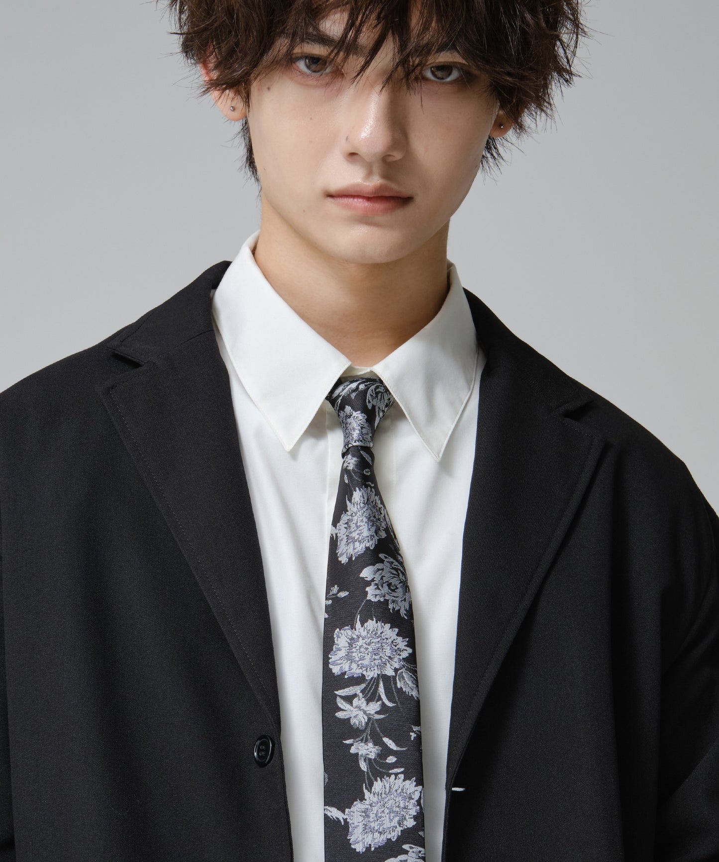 SUI-1998 ネクタイ 6cm ブラック 花柄 ボタニカル 華やか メンズ ネクタイ kkne3
