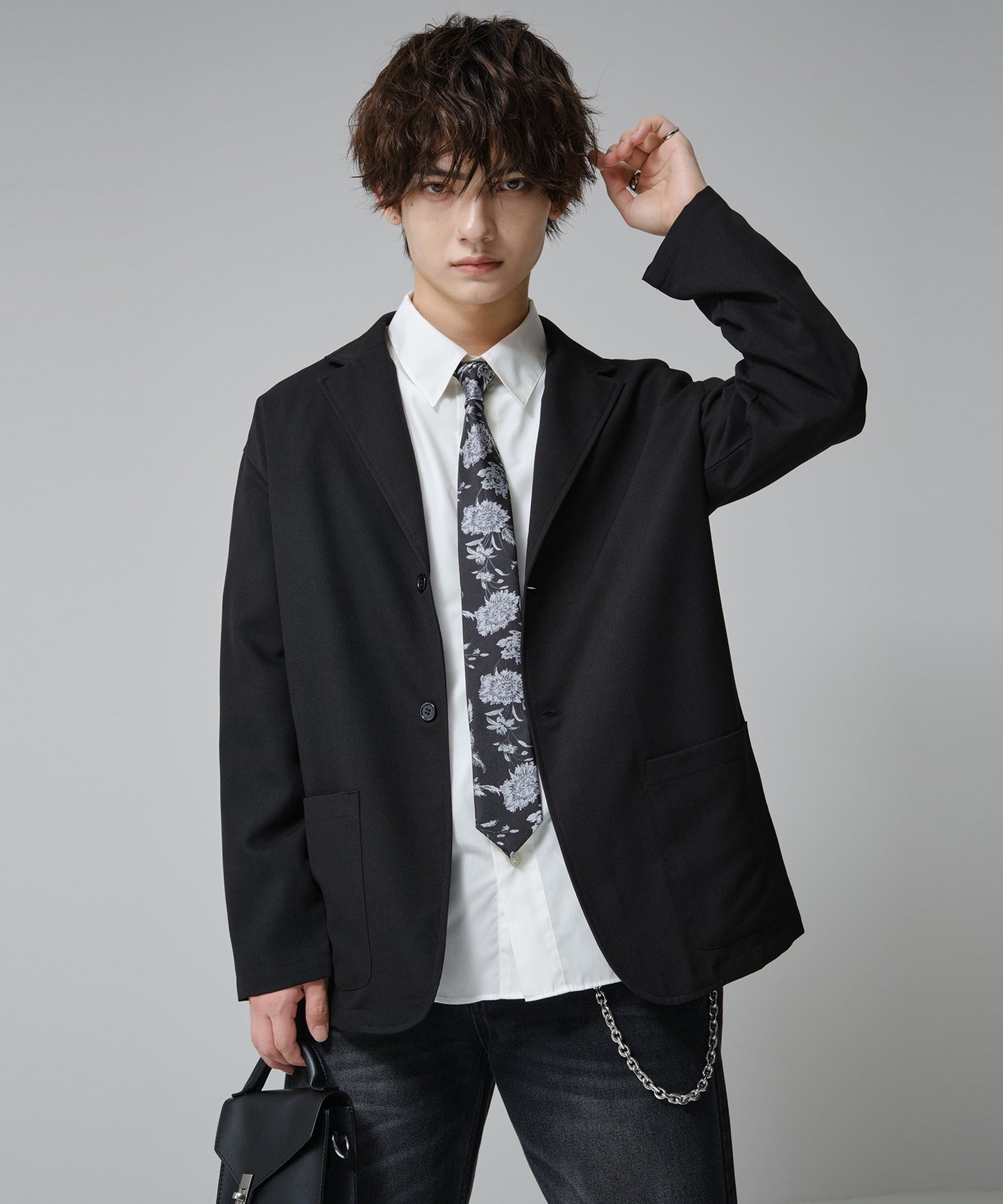 SUI-1998 ネクタイ 6cm ブラック 花柄 ボタニカル 華やか メンズ ネクタイ kkne3