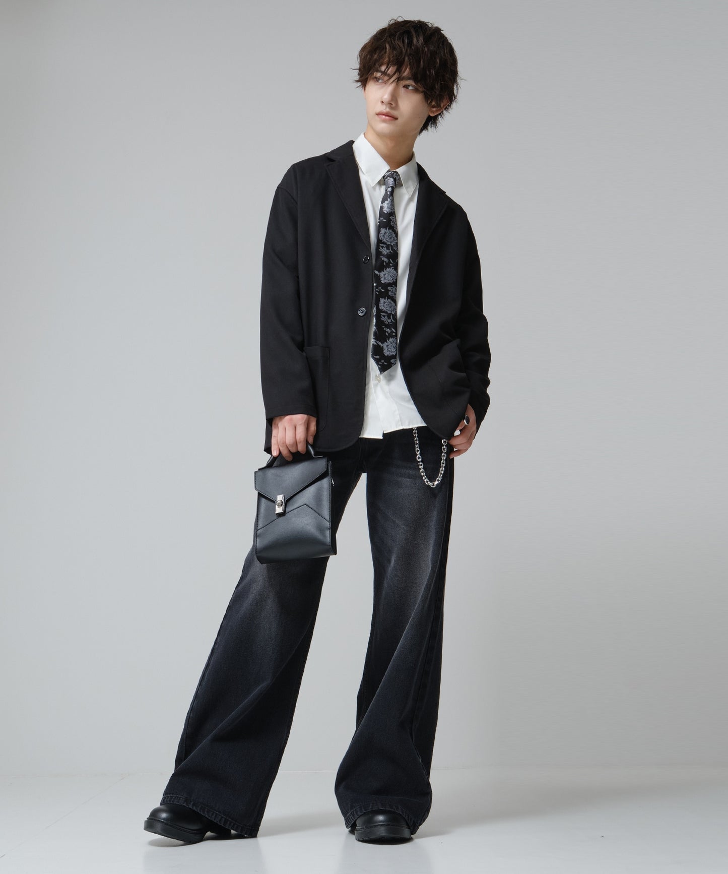 SUI-1998 ネクタイ 6cm ブラック 花柄 ボタニカル 華やか メンズ ネクタイ kkne3