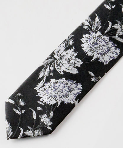 SUI-1998 ネクタイ 6cm ブラック 花柄 ボタニカル 華やか メンズ ネクタイ kkne3