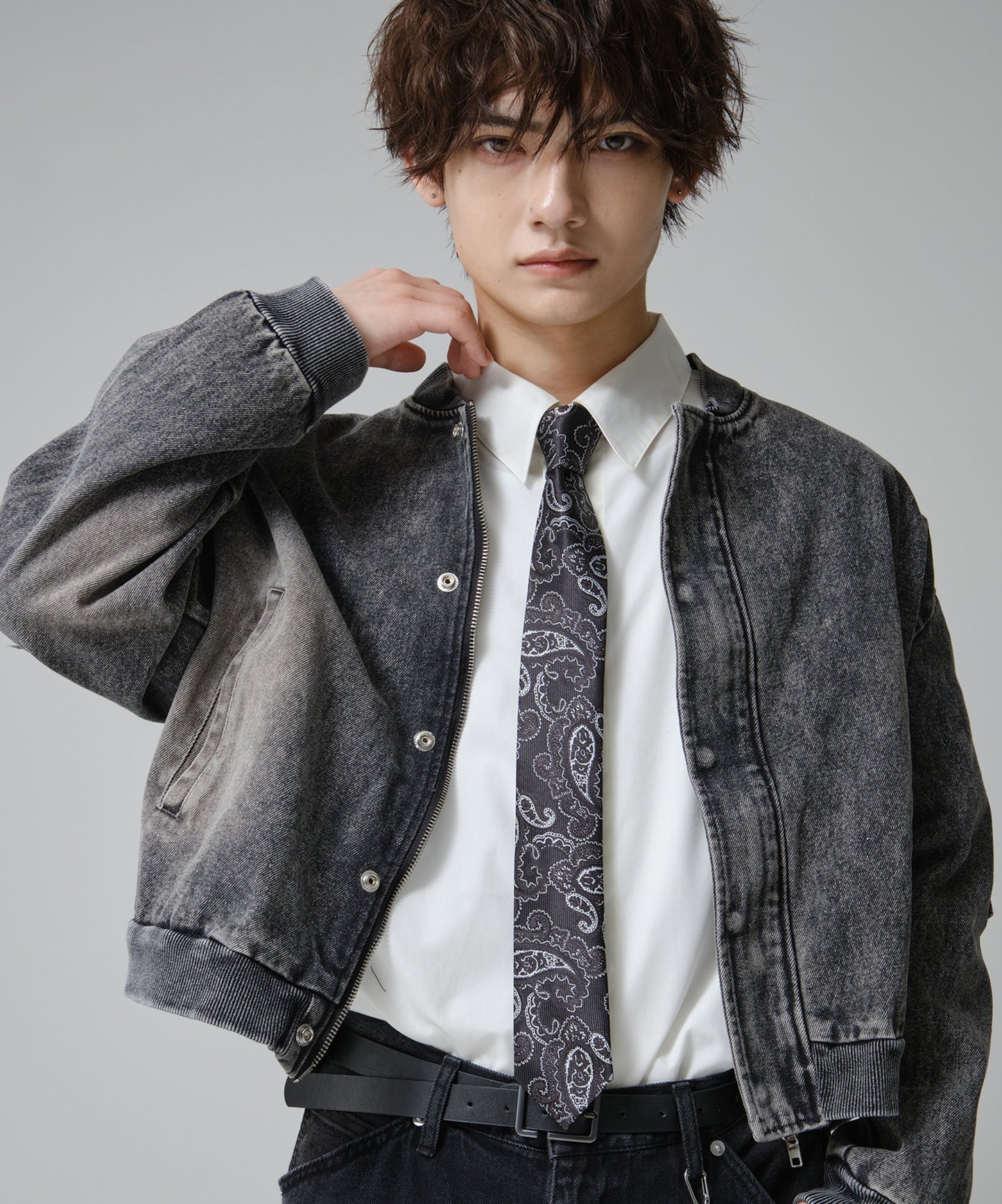 SUI-1998 ネクタイ 6cm ブラック シルバーペイズリー エレガント 柄 メンズ ネクタイ kkne4