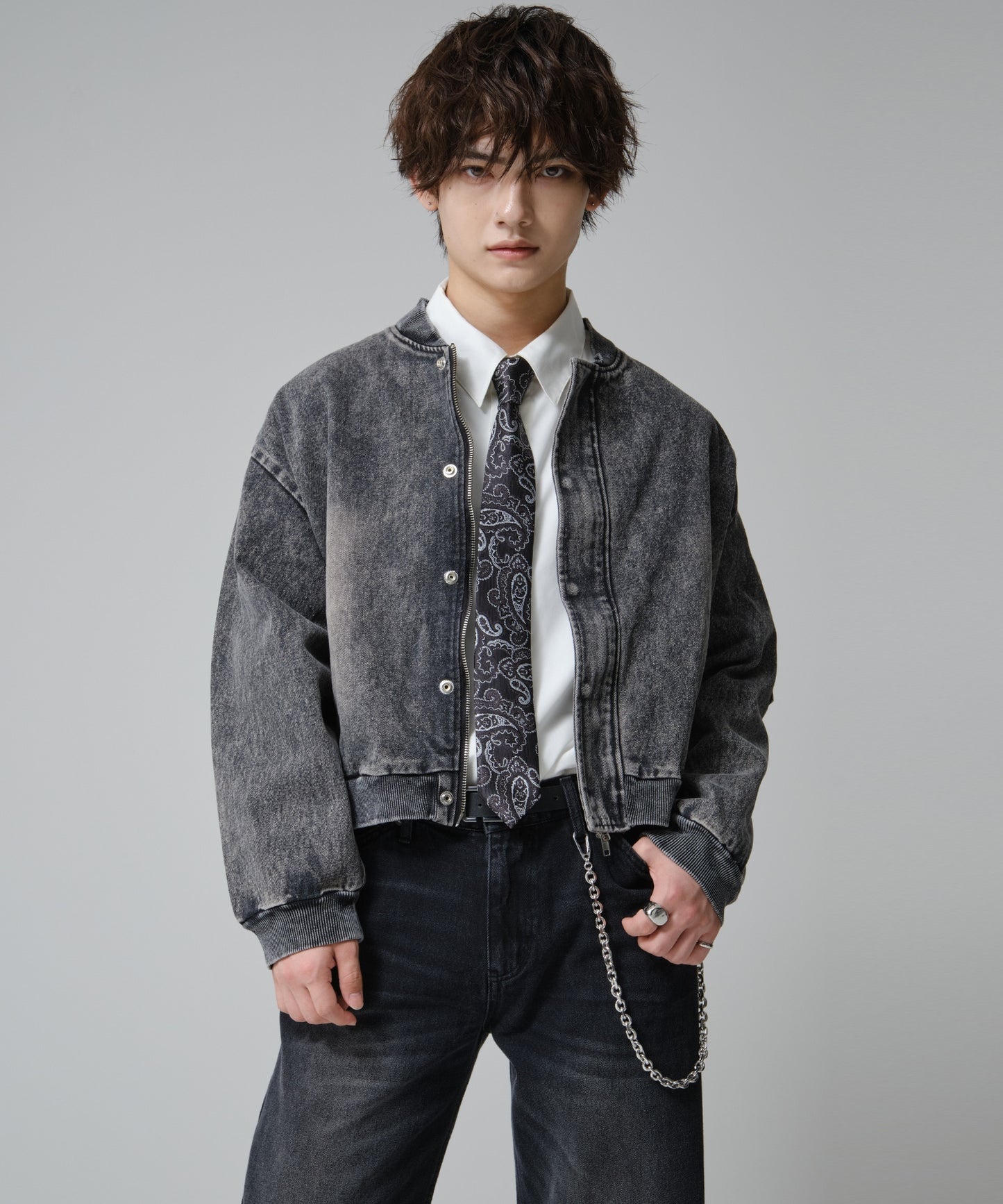 SUI-1998 ネクタイ 6cm ブラック シルバーペイズリー エレガント 柄 メンズ ネクタイ kkne4