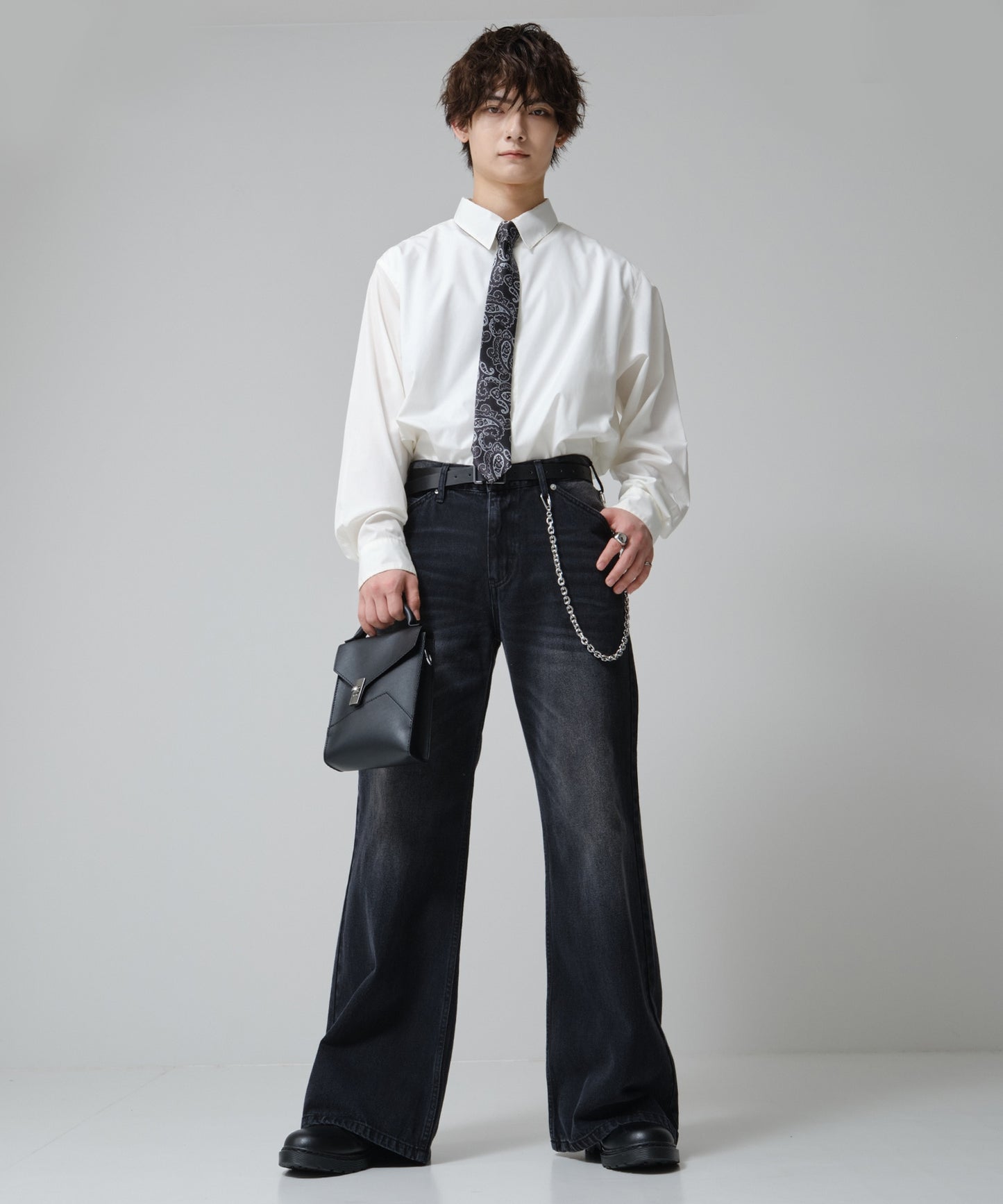 SUI-1998 ネクタイ 6cm ブラック シルバーペイズリー エレガント 柄 メンズ ネクタイ kkne4