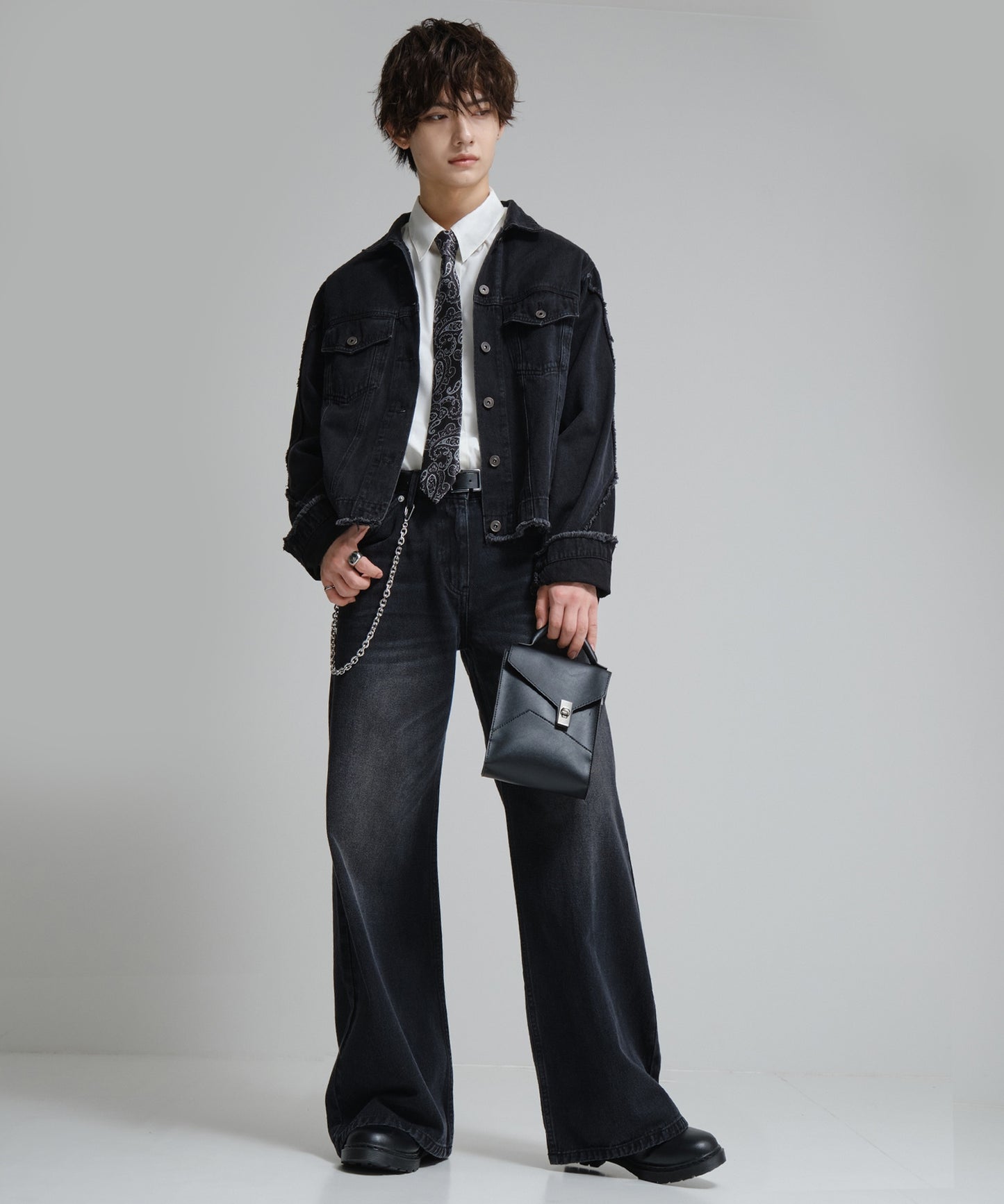 SUI-1998 ネクタイ 6cm ブラック シルバーペイズリー エレガント 柄 メンズ ネクタイ kkne4