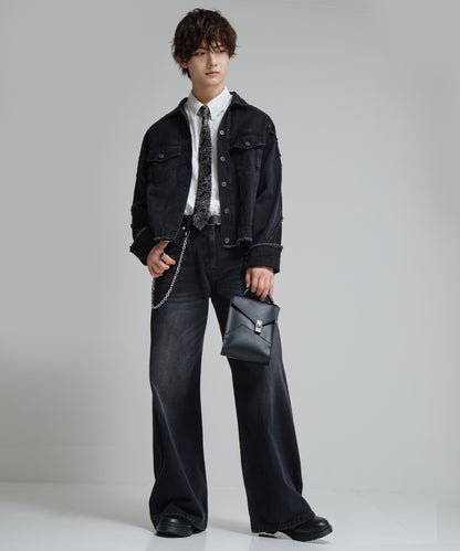 SUI-1998 ネクタイ 6cm ブラック シルバーペイズリー エレガント 柄 メンズ ネクタイ kkne4