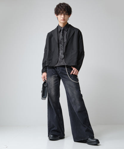 SUI-1998 ネクタイ 6cm ブラック シルバーペイズリー エレガント 柄 メンズ ネクタイ kkne4