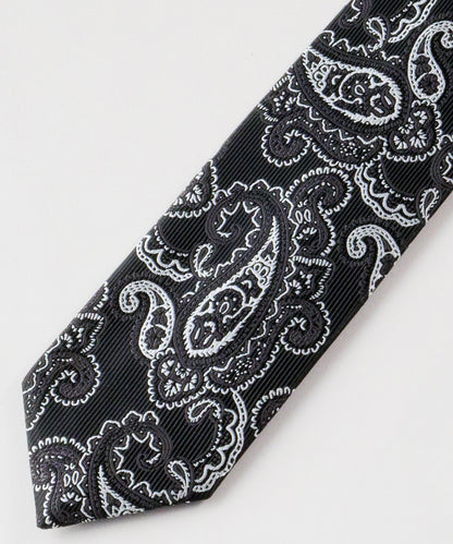 SUI-1998 ネクタイ 6cm ブラック シルバーペイズリー エレガント 柄 メンズ ネクタイ kkne4