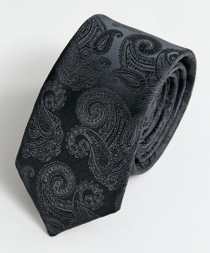 SUI-1998 ネクタイ 6cm ブラック ダークペイズリー シンプル 柄 メンズ ネクタイ kkne5