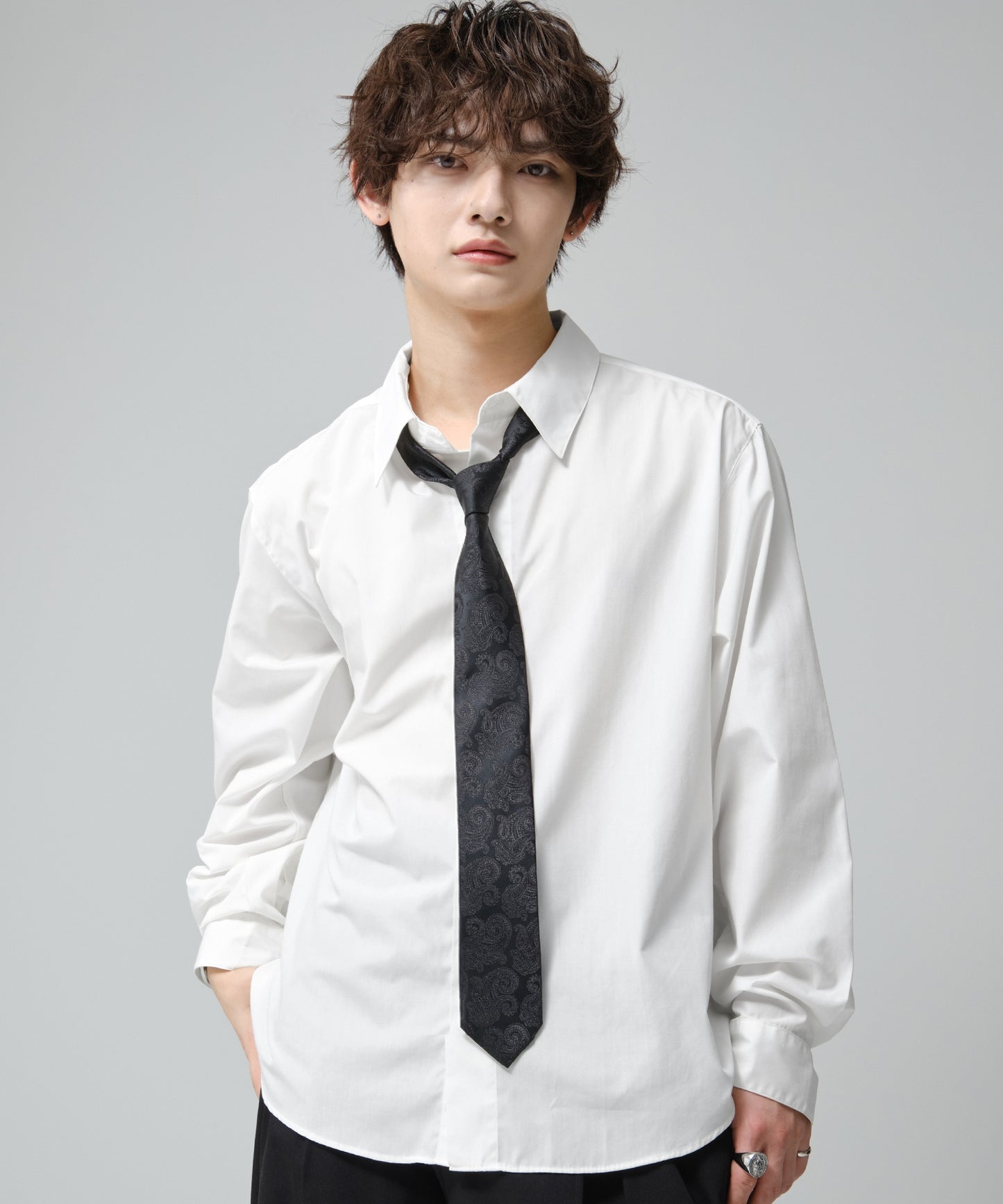 SUI-1998 ネクタイ 6cm ブラック ダークペイズリー シンプル 柄 メンズ ネクタイ kkne5