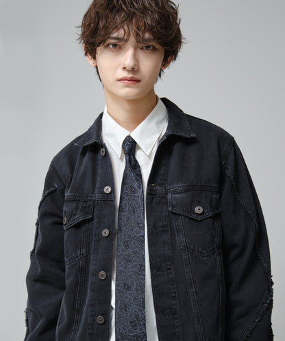 SUI-1998 ネクタイ 6cm ブラック シルバーブルーペイズリー エレガント 柄 メンズ ネクタイ kkne6