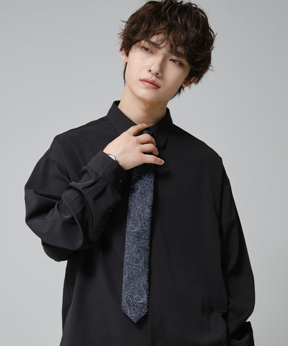 SUI-1998 ネクタイ 6cm ブラック シルバーブルーペイズリー エレガント 柄 メンズ ネクタイ kkne6