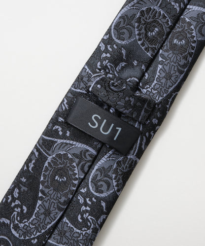 SUI-1998 ネクタイ 6cm ブラック シルバーブルーペイズリー エレガント 柄 メンズ ネクタイ kkne6