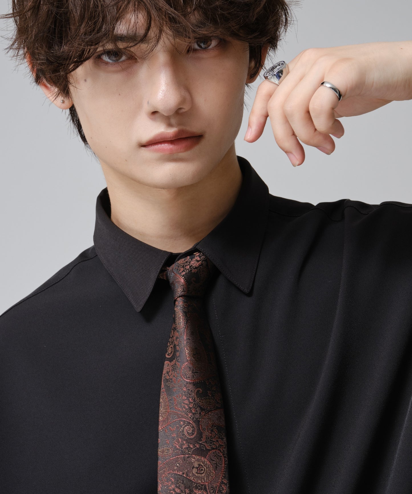 SUI-1998 ネクタイ 6cm ブラック レッドペイズリー 赤茶 エレガント 柄 メンズ ネクタイ kkne7