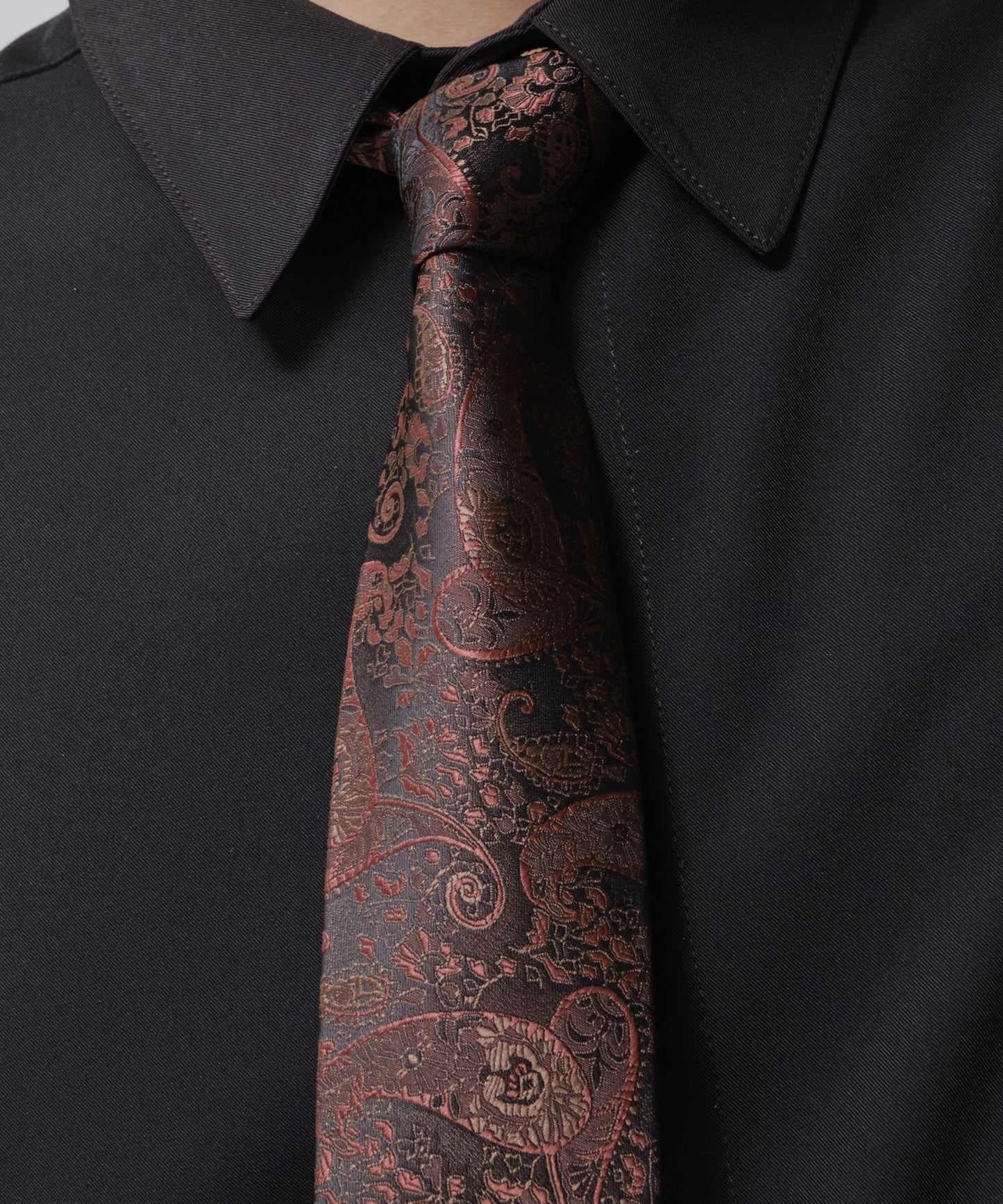 SUI-1998 ネクタイ 6cm ブラック レッドペイズリー 赤茶 エレガント 柄 メンズ ネクタイ kkne7