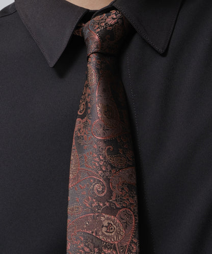 SUI-1998 ネクタイ 6cm ブラック レッドペイズリー 赤茶 エレガント 柄 メンズ ネクタイ kkne7