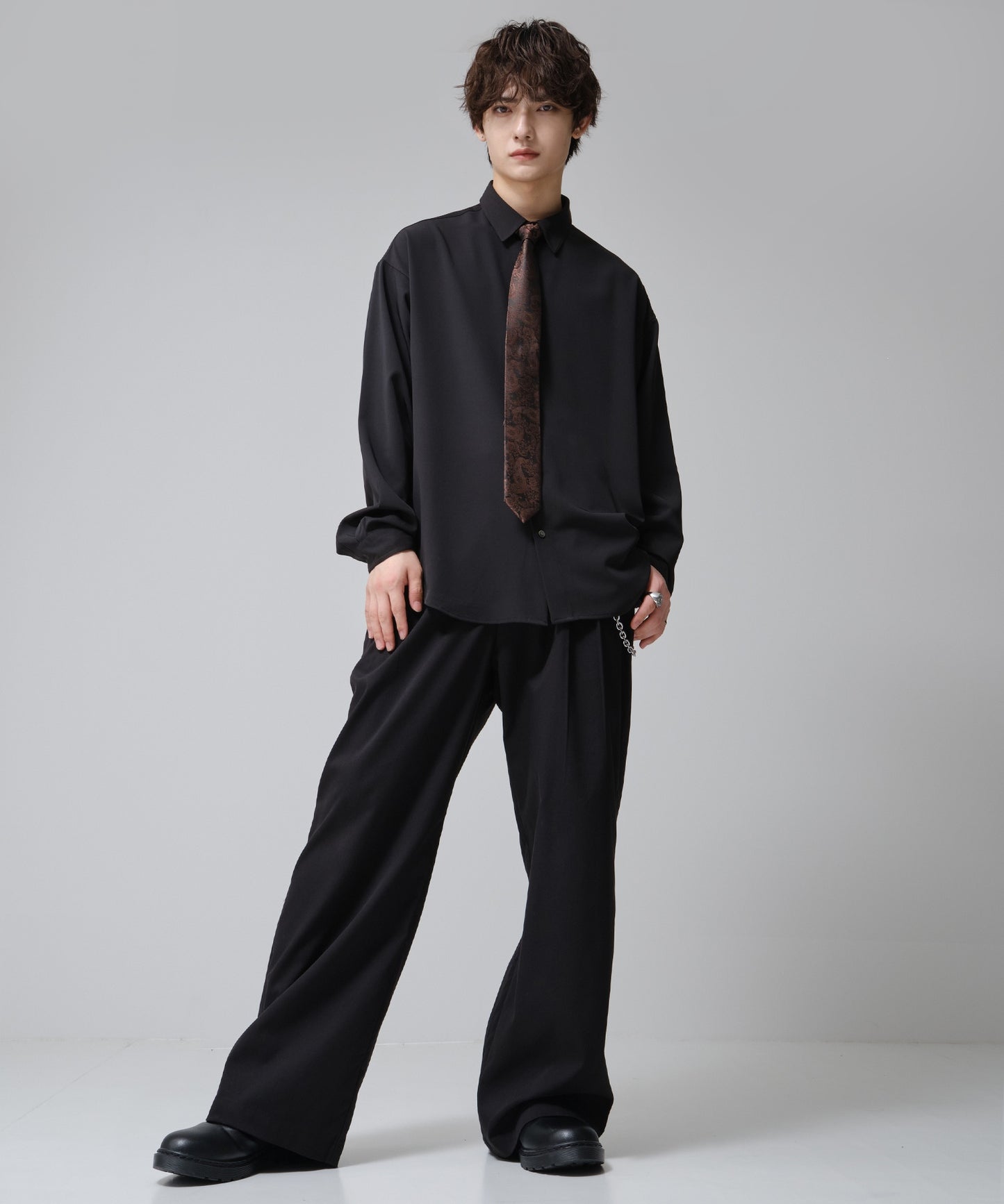 SUI-1998 ネクタイ 6cm ブラック レッドペイズリー 赤茶 エレガント 柄 メンズ ネクタイ kkne7