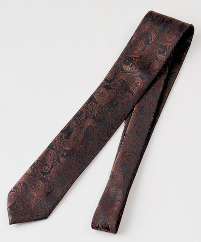 SUI-1998 ネクタイ 6cm ブラック レッドペイズリー 赤茶 エレガント 柄 メンズ ネクタイ kkne7