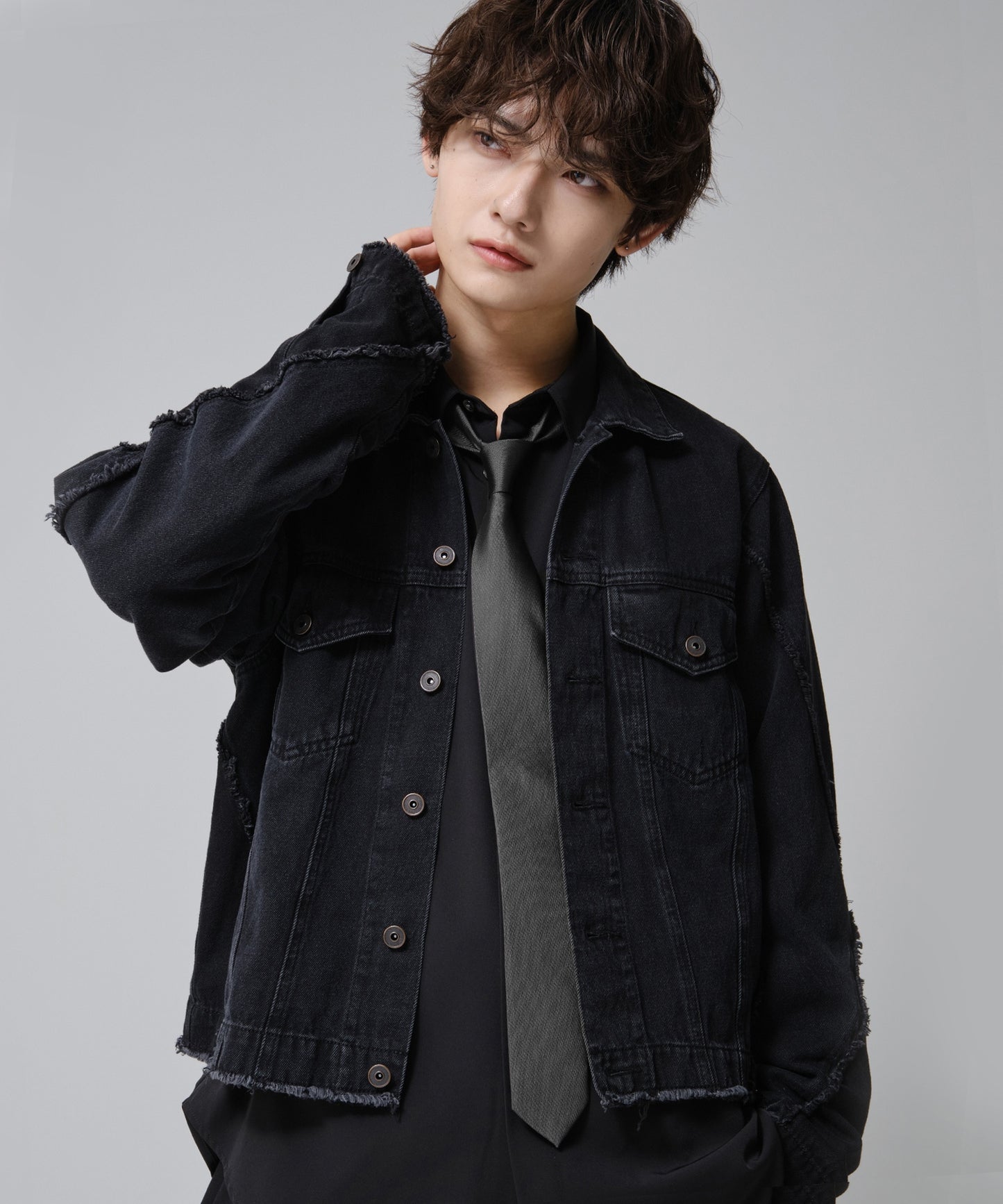 SUI-1998 ネクタイ 6cm チャコールグレー シンプル フォーマル メンズ ネクタイ kkne8