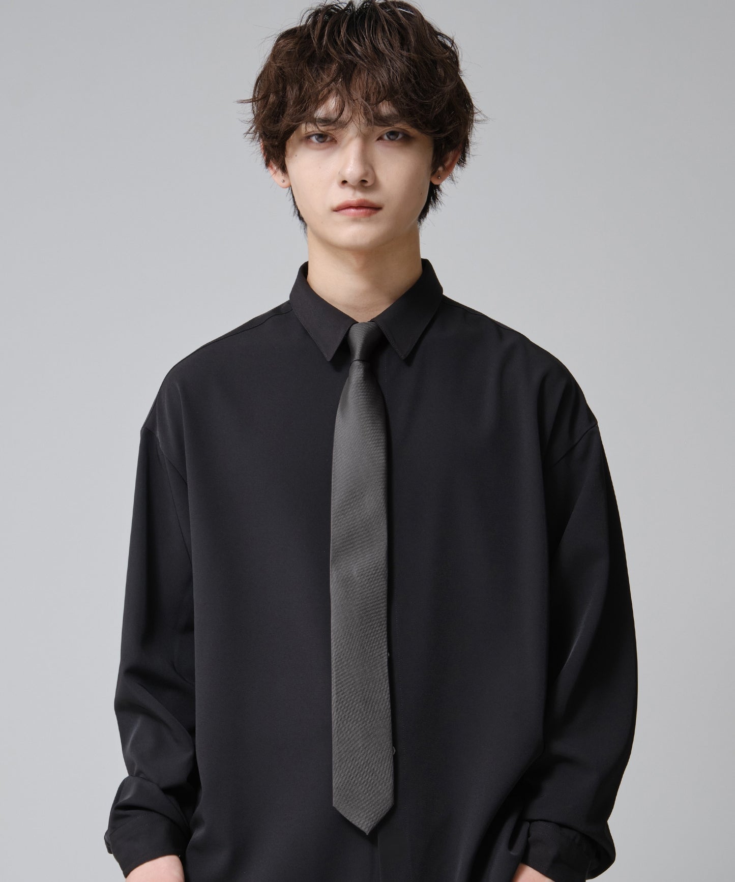 SUI-1998 ネクタイ 6cm チャコールグレー シンプル フォーマル メンズ ネクタイ kkne8