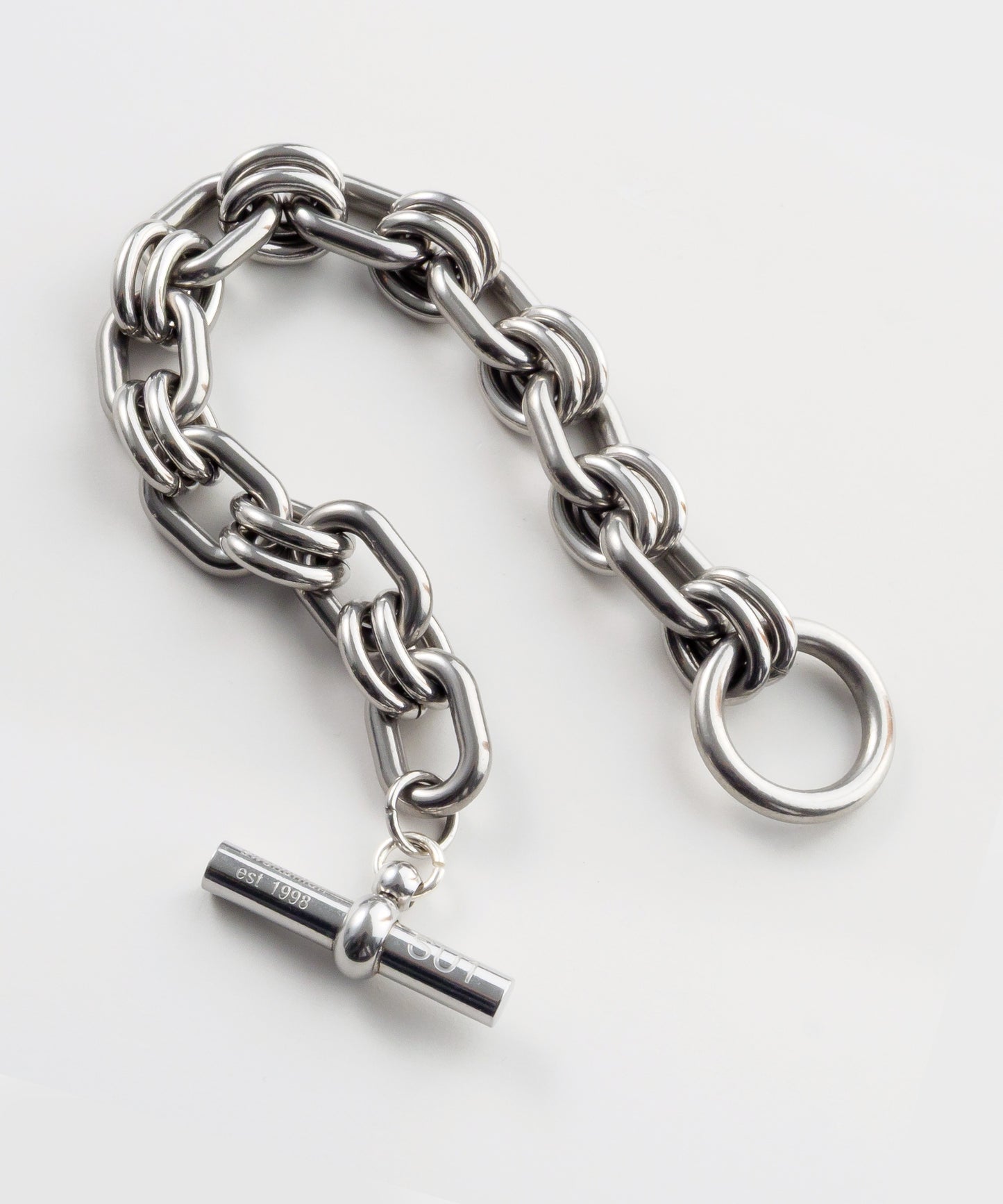 SUI-1998 ブレスレット シンプル ダブルチェーン チェーン マンテル シルバー ステンレス 幅1.25cm 極太 メンズ kksb262