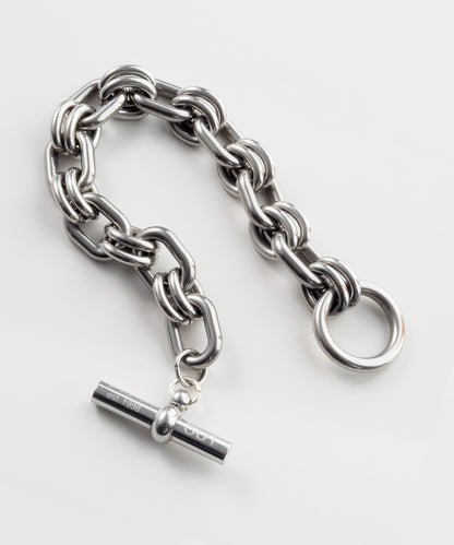 SUI-1998 ブレスレット シンプル ダブルチェーン チェーン マンテル シルバー ステンレス 幅1.25cm 極太 メンズ kksb262