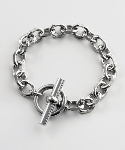 SUI-1998 ブレスレット シンプル カット あずきチェーン あずき チェーン マンテル シルバー ステンレス 幅１cm 極太 メンズ kksb270