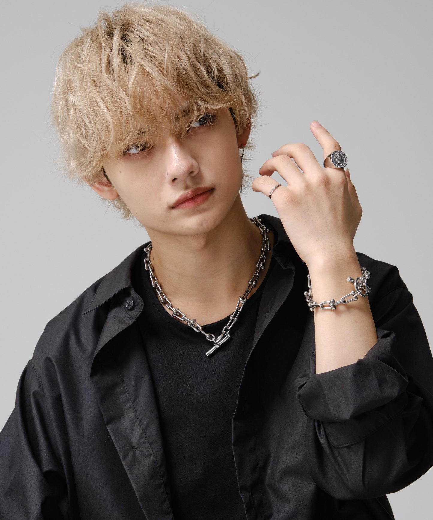 SUI-1998 ブレスレット Uチェーン チェーン マンテル シルバー ステンレス 幅1cm 極太 メンズ kksb272