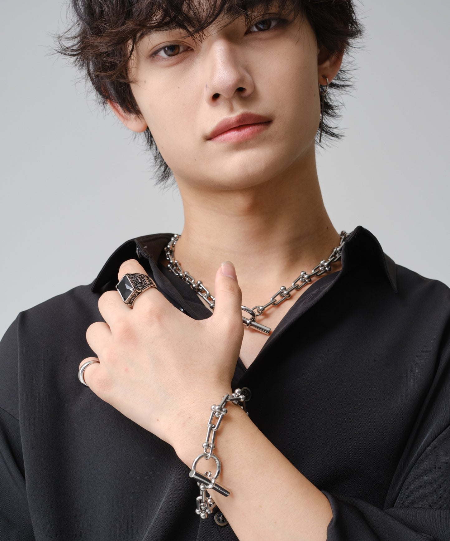 SUI-1998 ブレスレット Uチェーン チェーン マンテル シルバー ステンレス 幅1cm 極太 メンズ kksb272