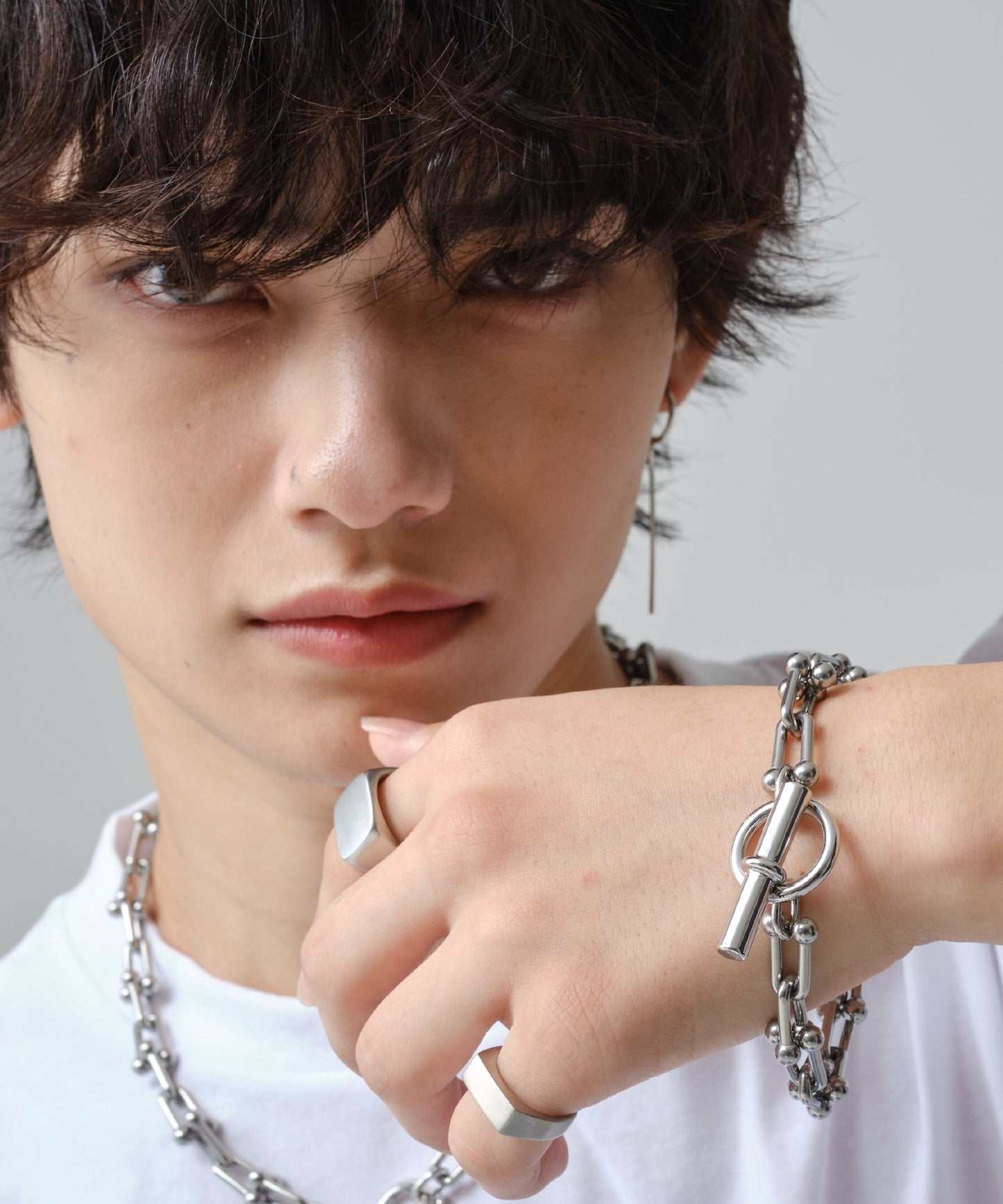 SUI-1998 ブレスレット Uチェーン チェーン マンテル シルバー ステンレス 幅1cm 極太 メンズ kksb272