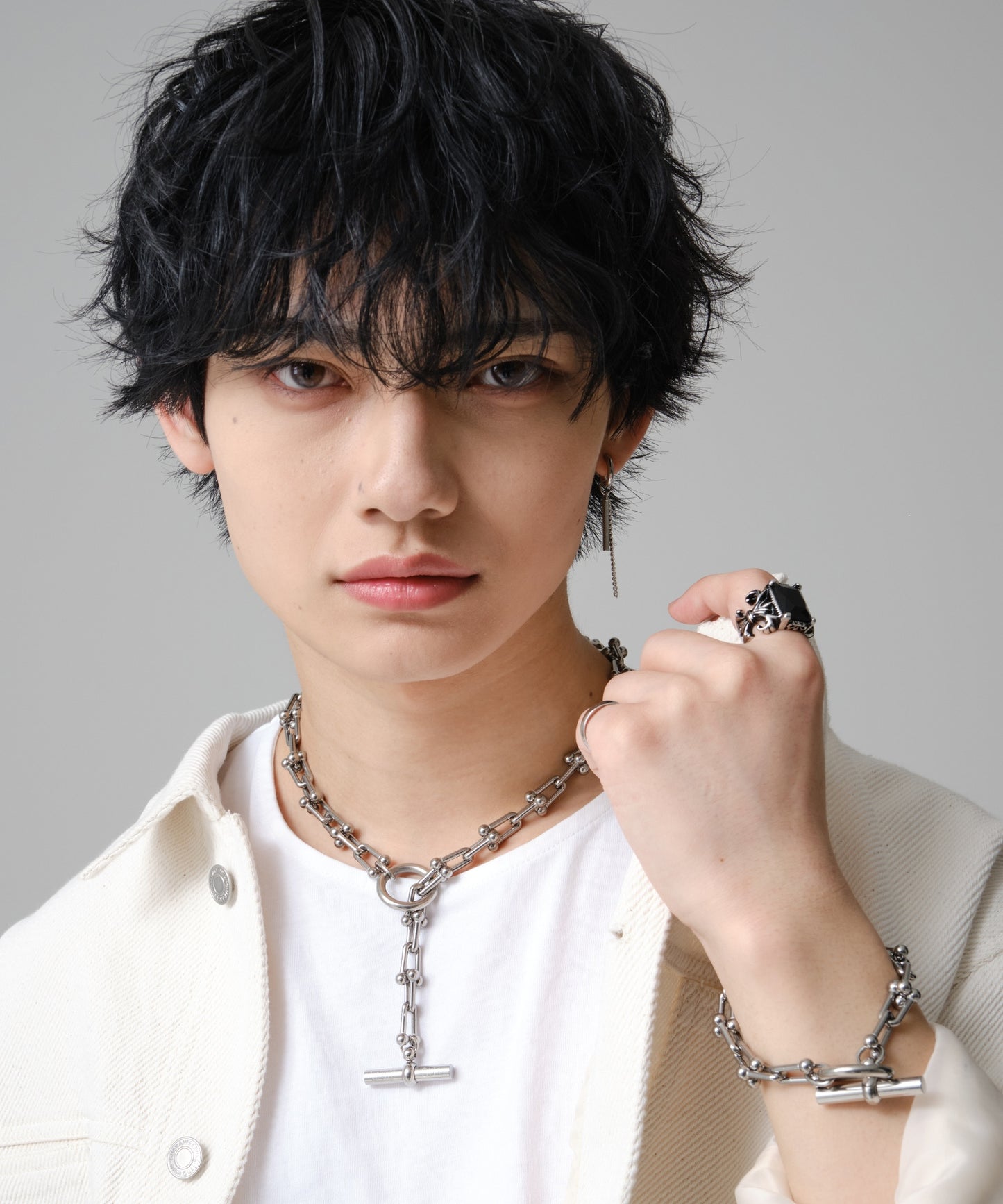 SUI-1998 ブレスレット Uチェーン チェーン マンテル シルバー ステンレス 幅1cm 極太 メンズ kksb272