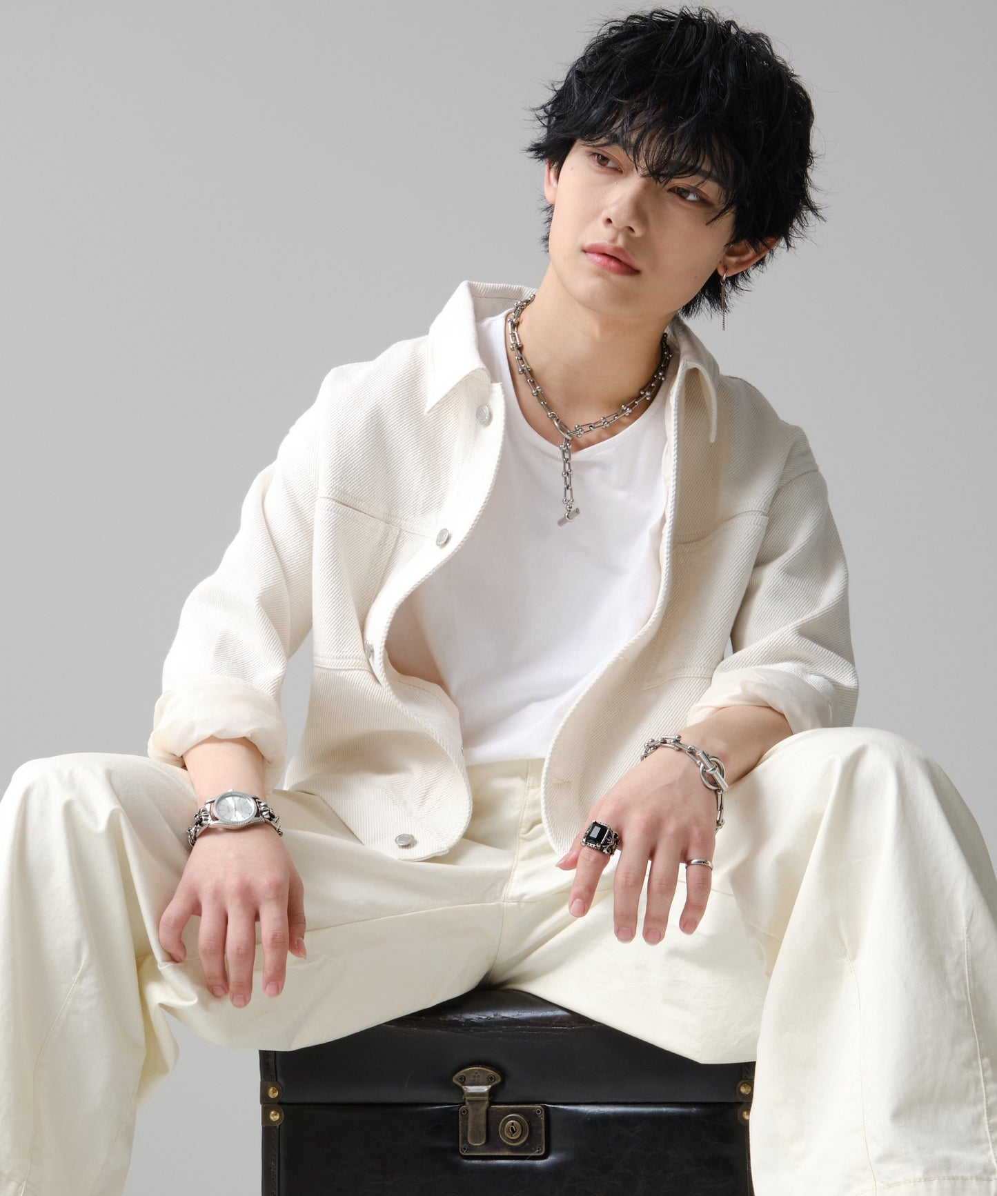 SUI-1998 ブレスレット Uチェーン チェーン マンテル シルバー ステンレス 幅1cm 極太 メンズ kksb272