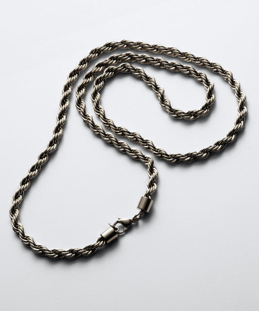 SUI-1998 ネックレス 5mm ガンメタ スクリューチェーン チェーン ロープ ツイスト ステンレス メンズ kksn128