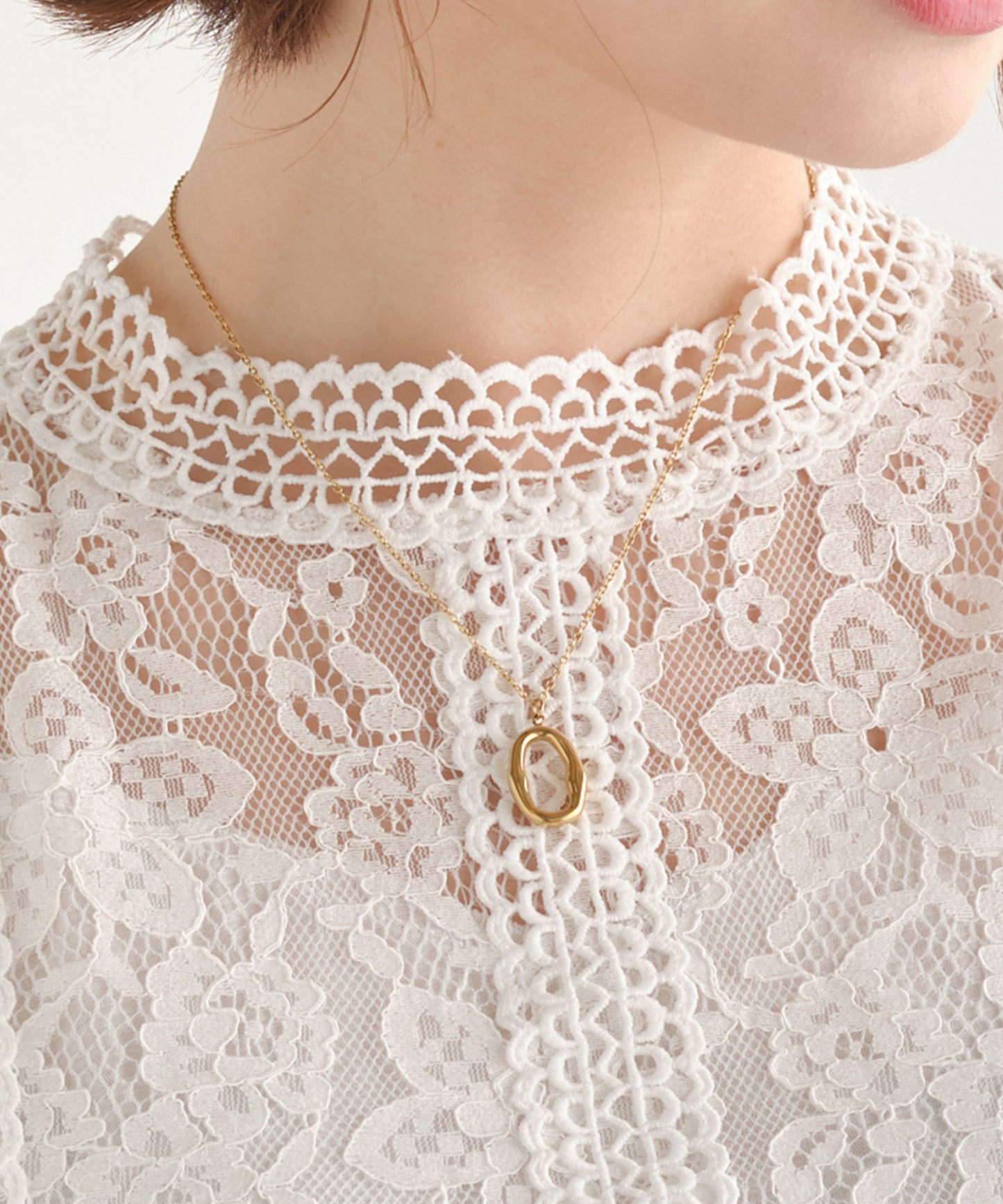 SUI-1998 ネックレス シンプル ゆがみ フープ 輪っか ゴールド シルバー ステンレス レディース kksn17-18