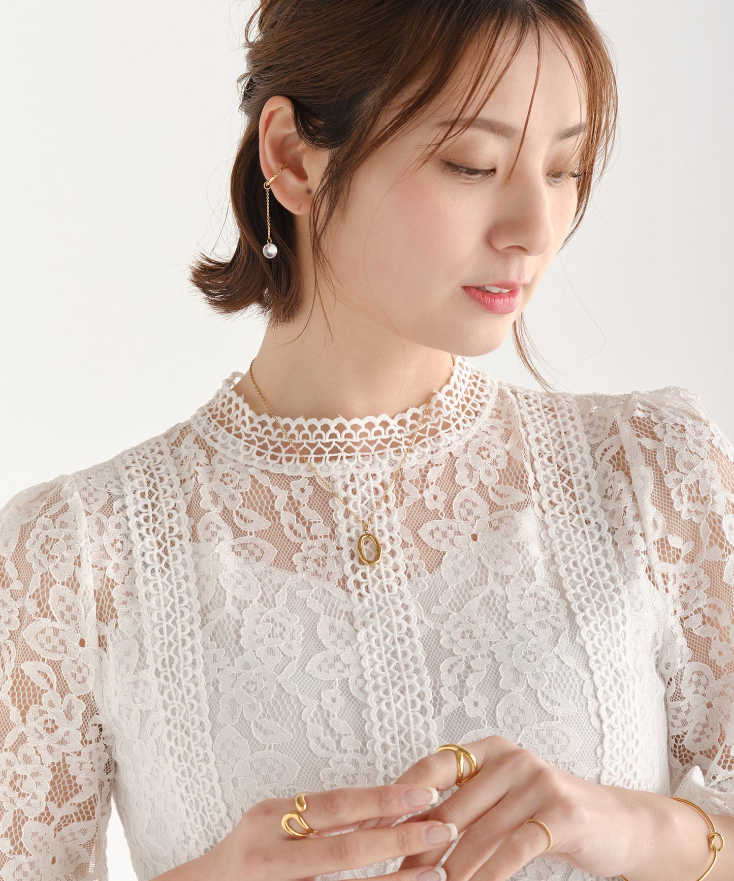 SUI-1998 ネックレス シンプル ゆがみ フープ 輪っか ゴールド シルバー ステンレス レディース kksn17-18