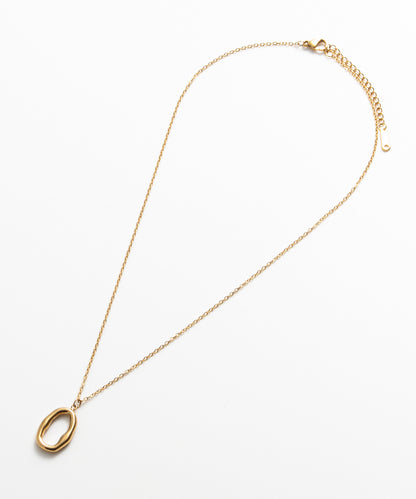 SUI-1998 ネックレス シンプル ゆがみ フープ 輪っか ゴールド シルバー ステンレス レディース kksn17-18