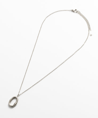 SUI-1998 ネックレス シンプル ゆがみ フープ 輪っか ゴールド シルバー ステンレス レディース kksn17-18