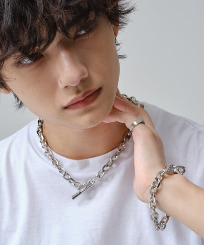 SUI-1998 ネックレス シンプル カット あずきチェーン あずき チェーン シンプル マンテル シルバー ステンレス 極太 メンズ kksn194